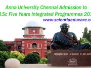 Anna University Chennai Admission to M.Sc Five Years Integrated Programmes 2015