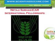 Netaji Subhas-ICAR International Fellowships in India, 2015-2016