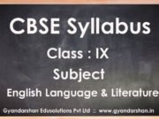 English Language & Literature Class IX Syllabus