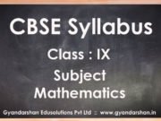 Mathematics Class IX Syllabus
