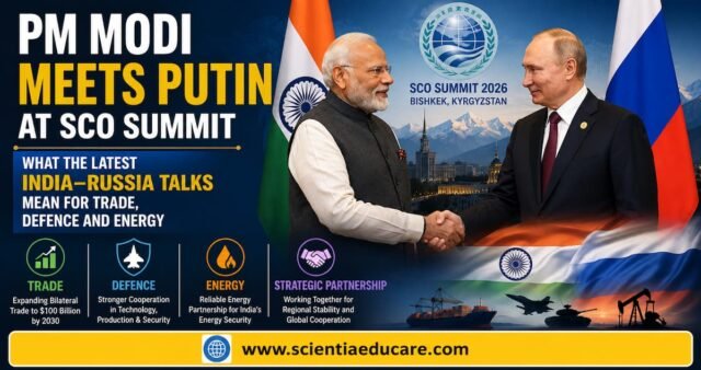 PM Modi Meets Putin at SCO Summit 2026 PM Modi meets Putin at SCO Summit to discuss India-Russia trade, defence and energy